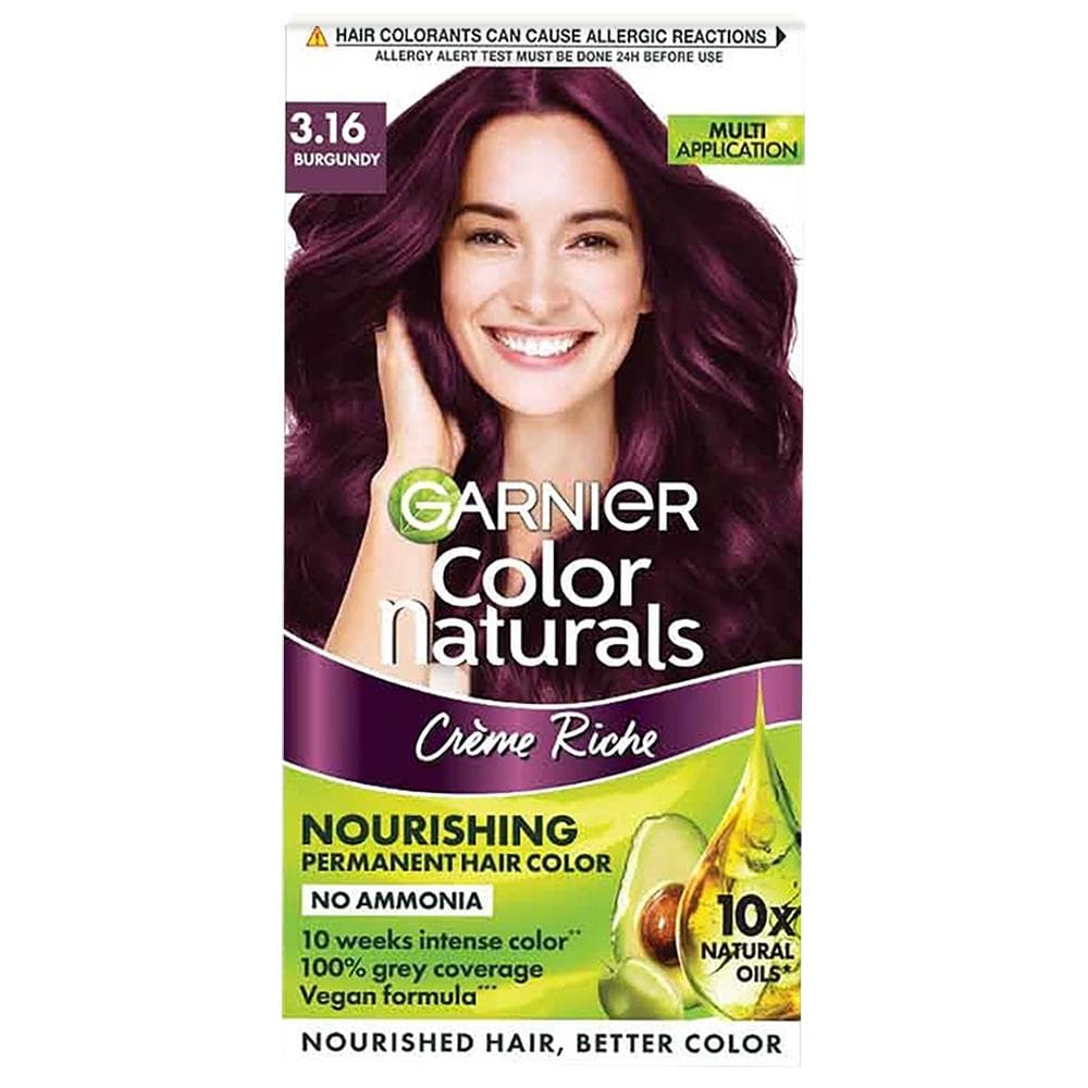 Garnier Naturals Creme Riche Ammonia Free Hair Color, Burgundy (3.16) 70 ml