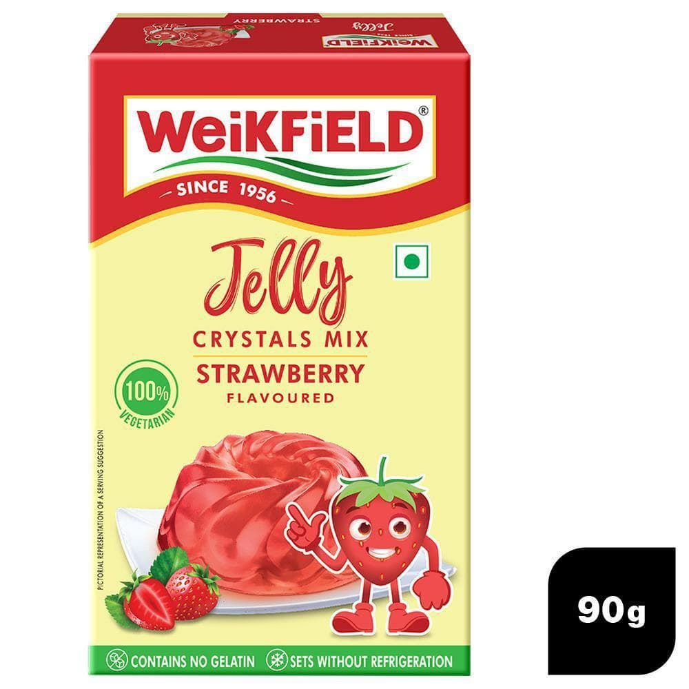 Weikfield Strawberry Flavoured Veg Jelly Crystals Mix