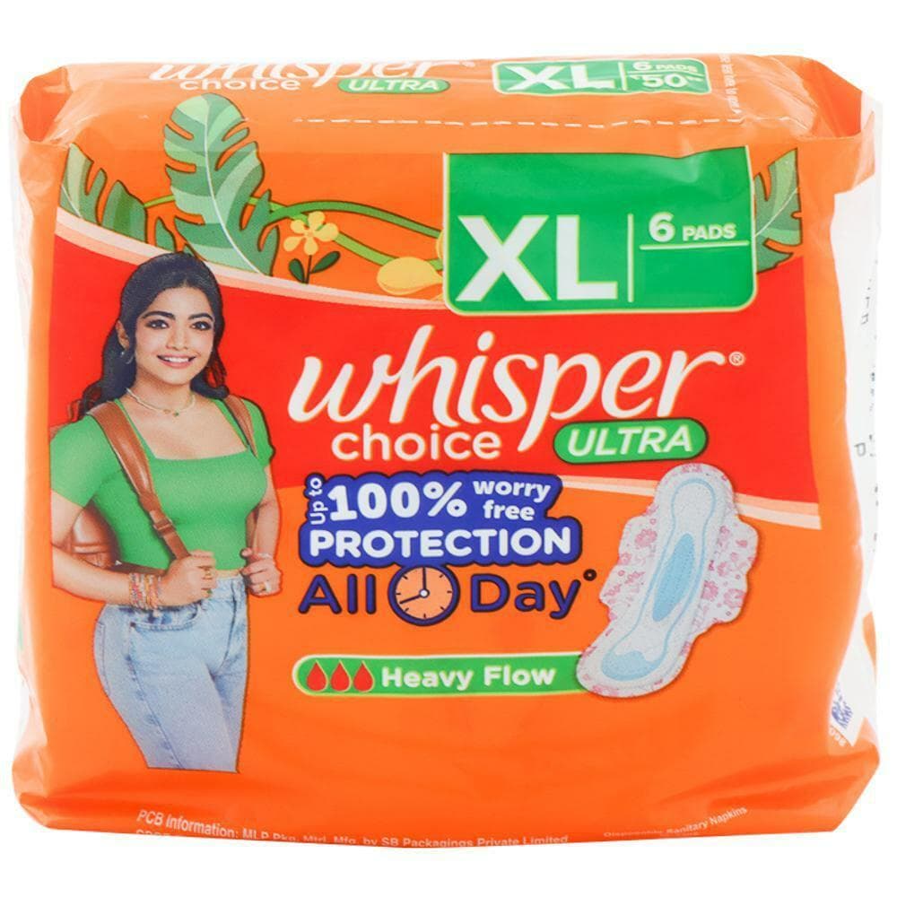 Whisper Choice Ultra Sanitary Napkin with Wings (XL) 6 N