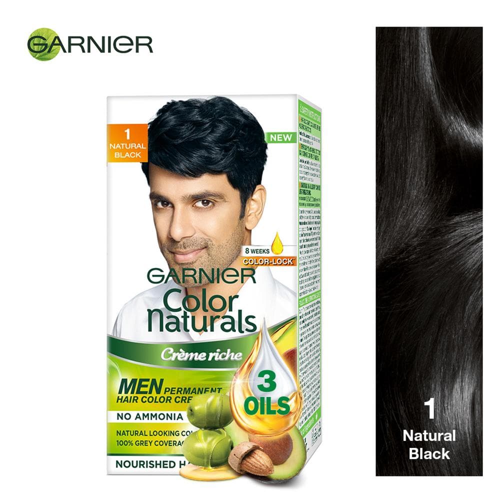 Garnier Color Naturals Creme Riche Ammonia Free Men Hair Color, Natural Black