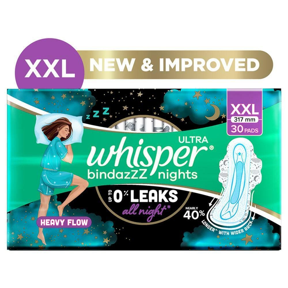 Whisper Bindazzz Nights Sanitary Napkin with Wings (XL+ ) 30 pads
