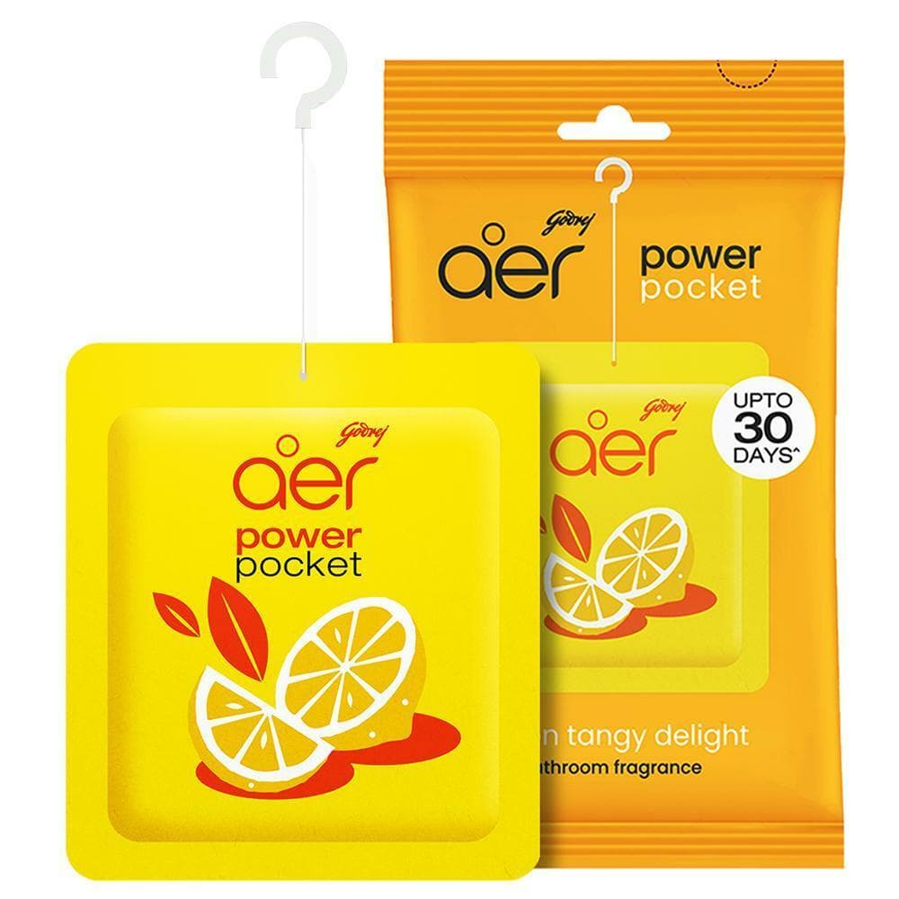 Godrej Aer Power Pocket Lemon Tangy Delight Bathroom Freshener