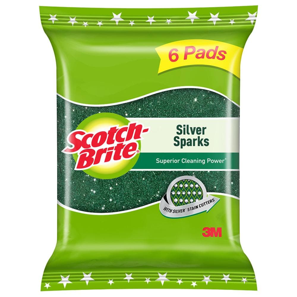 Scotch-Brite Silver Sparks Scrub Pad (7 cm x 10 cm) 6 Pads