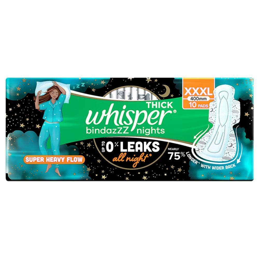 Whisper Thick Bindazzz Nights Sanitary Napkin with Wings (XXXL) 10 pads