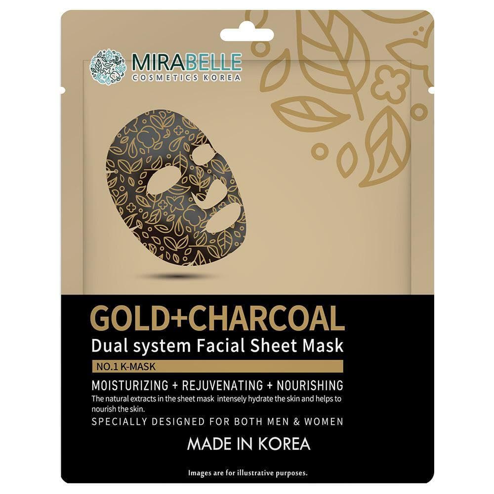 Mirabelle Korea Gold + Charcoal Dual System Facial Sheet Mask