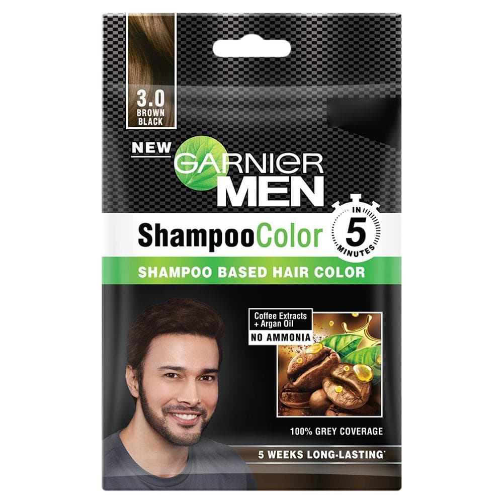 Garnier Men Shampoo Based Hair Color, Brown Black (3.0)