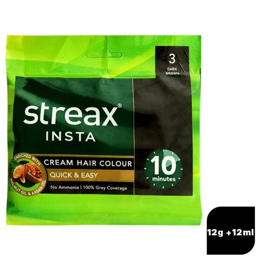 Streax Insta Cream Hair Color Dark Brown 12g+12ml