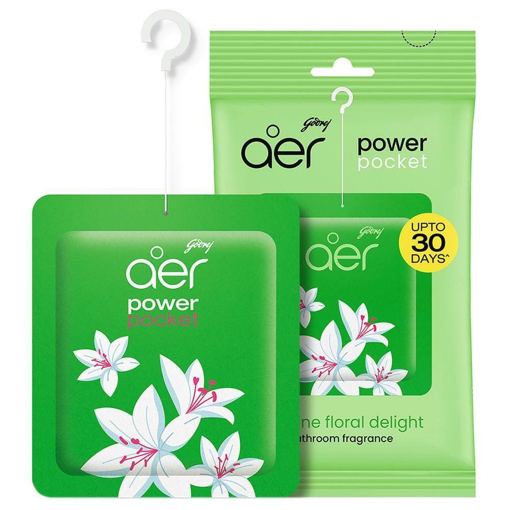 Godrej Aer Power Pocket Jasmin Floral Delight Bathroom Freshener