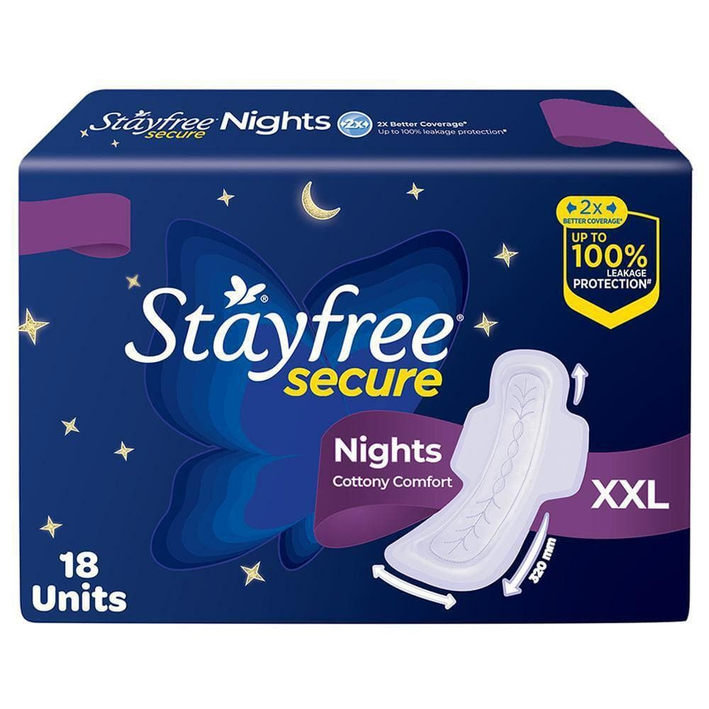 Stayfree Secure Nights Cottony Soft Comfort Sanitary Napkin 18 pads