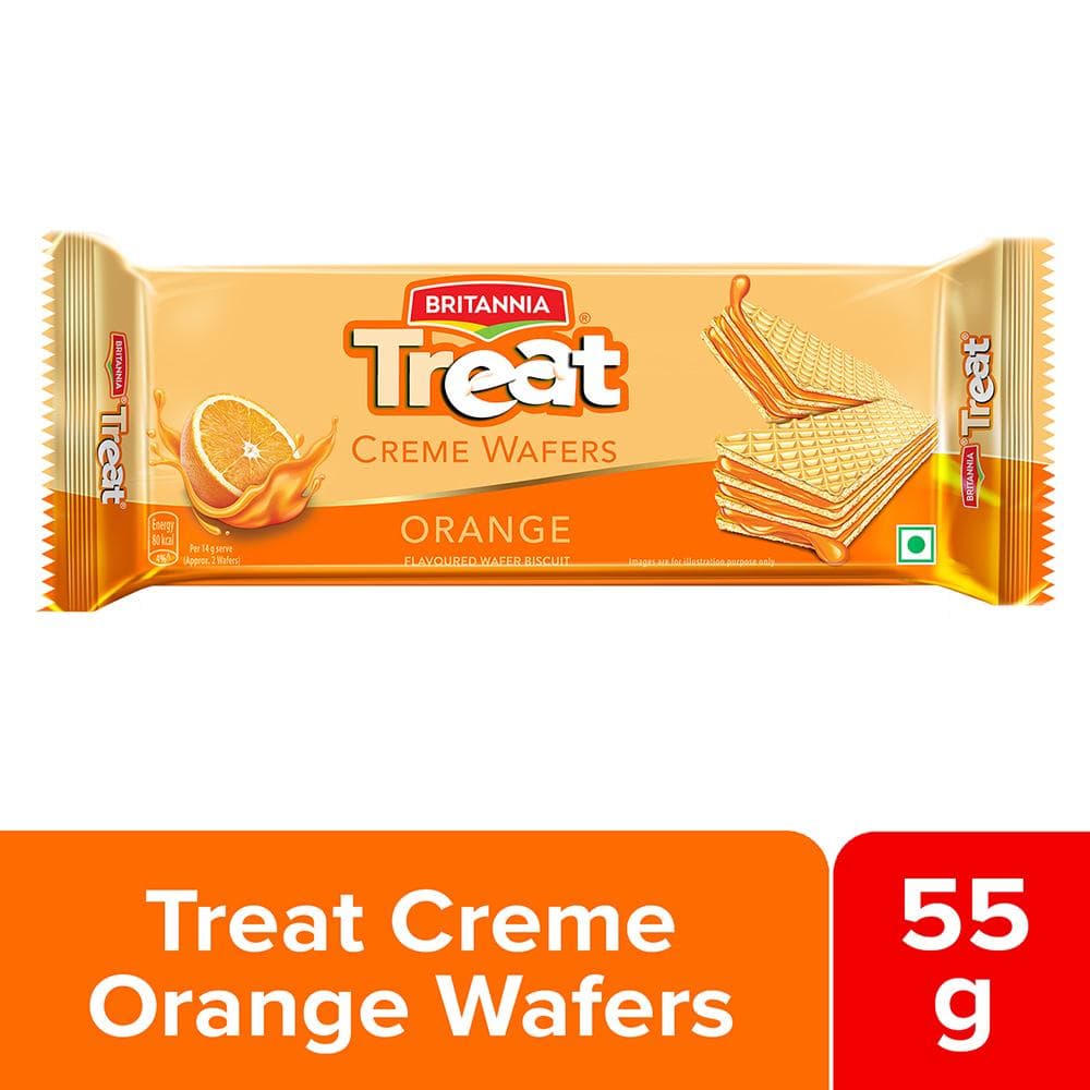 Britannia Treat Orange Creme Wafers Biscuits