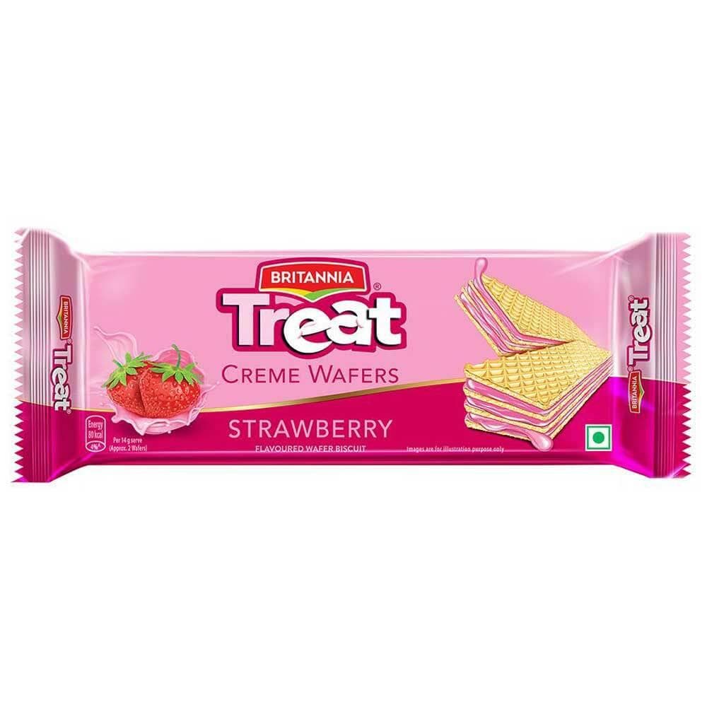 Britannia Treat Strawberry Creme Wafers Biscuits