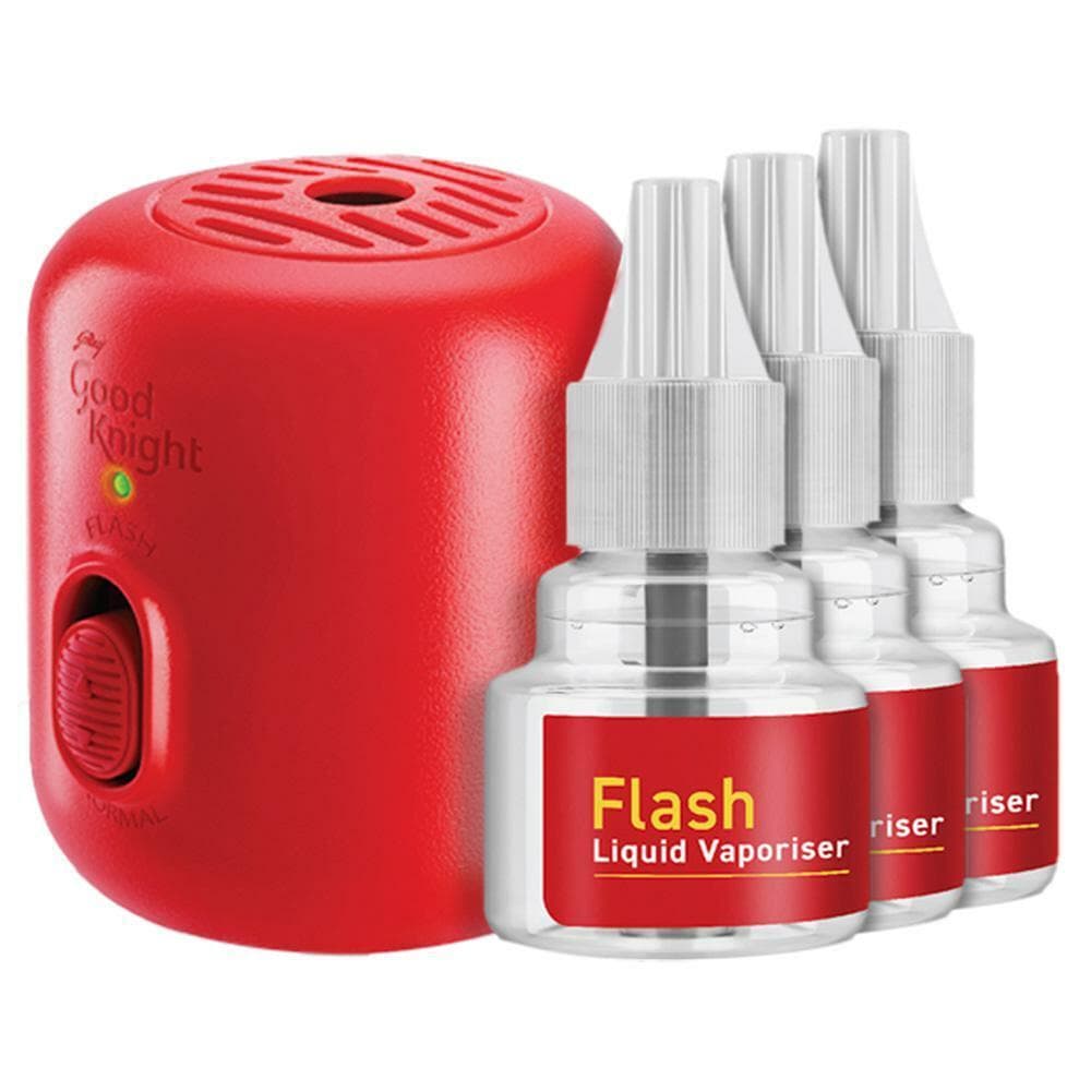 Good Knight Gold Flash Liquid Vapouriser Mosquito Repellent Refill & Machine (Pack of 3) 45 ml