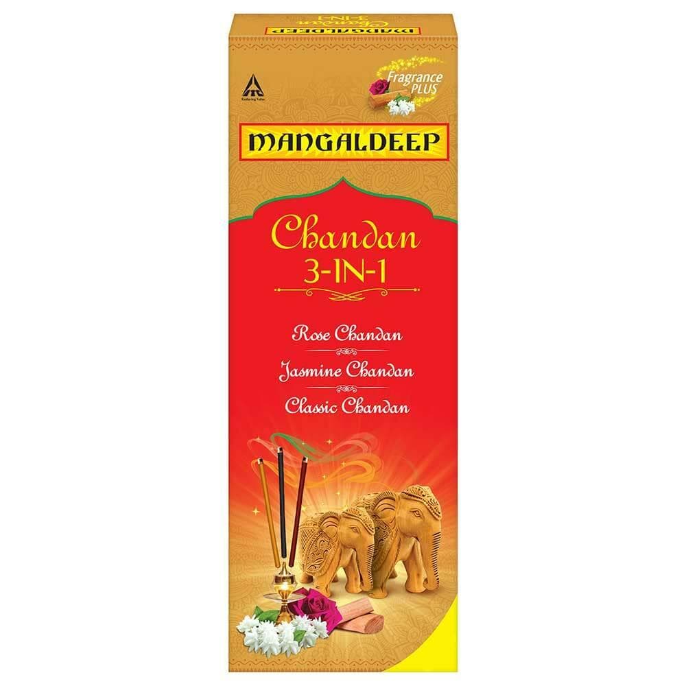 Mangaldeep Rose Jasmine Classic Chandan 3-In-1 Agarbatti