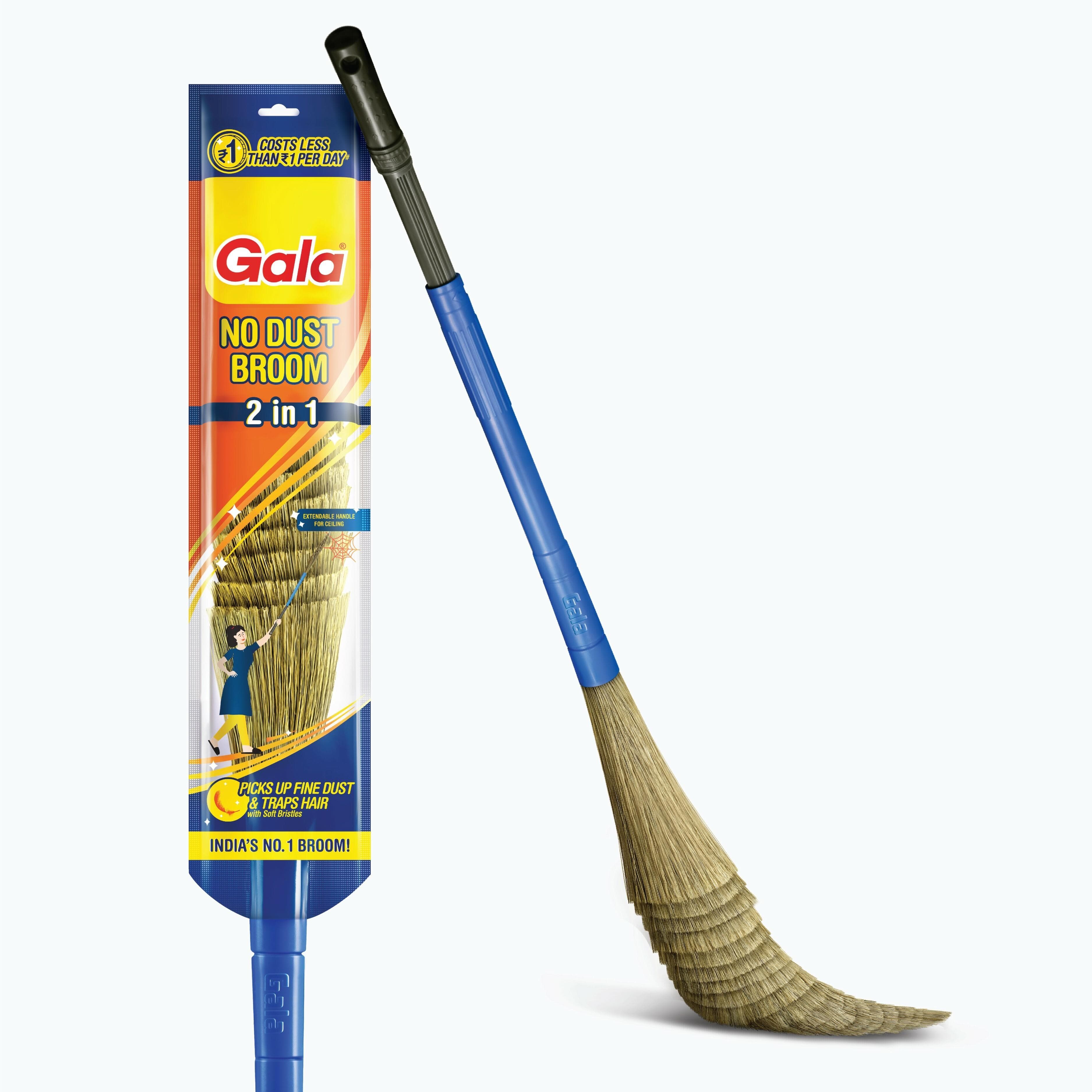 Gala No Dust Broom 2 in 1 with Extendable Handle for Ceiling and Floor Cleaning