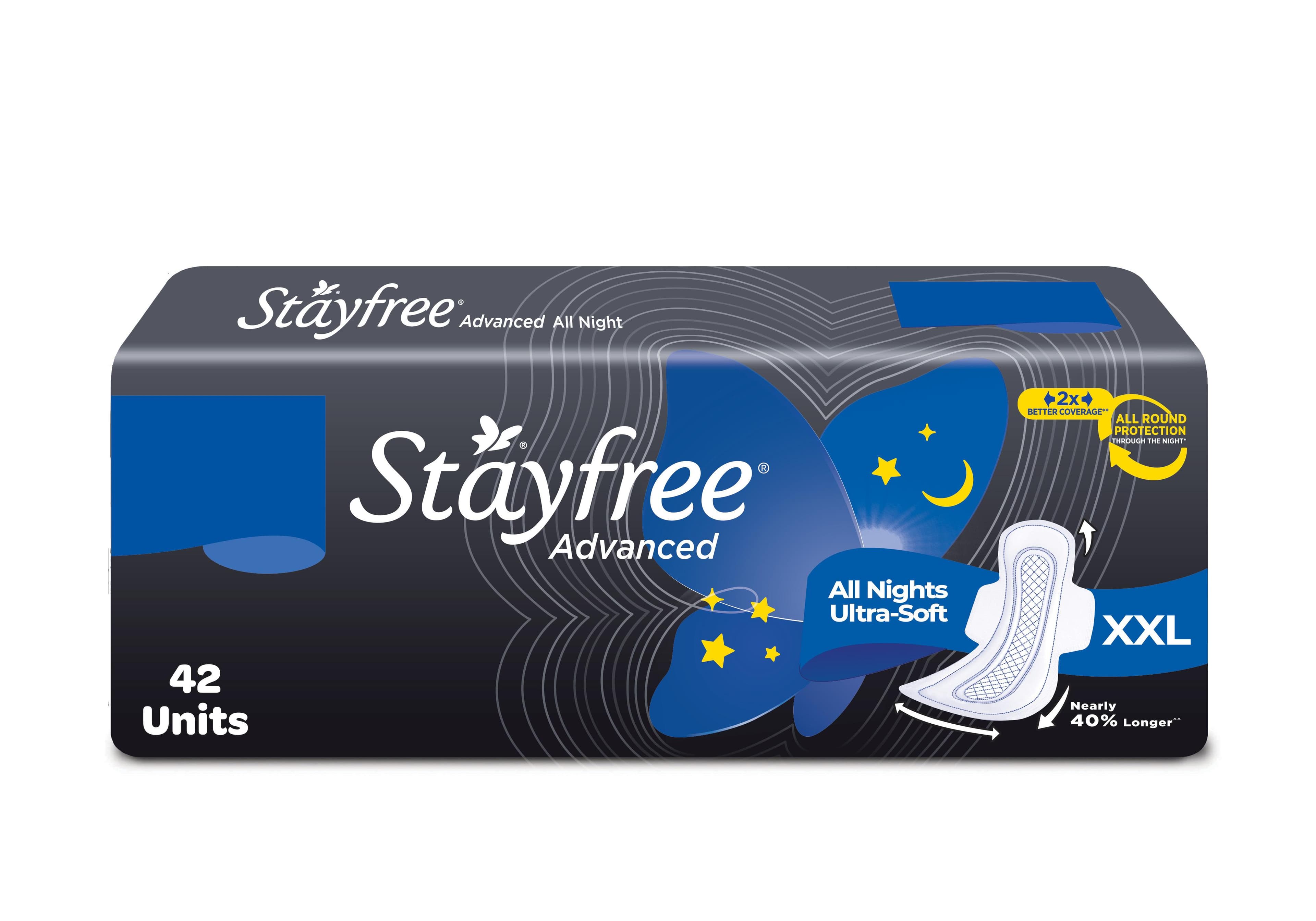 Stayfree Advanced All Night Ultra Soft Sanitary Napkin XXL 42 N
