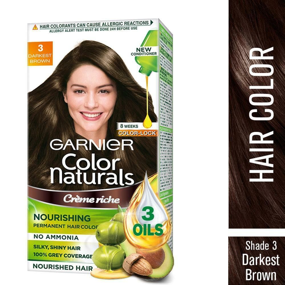 Garnier Color Naturals Creme Riche Ammonia Free Hair Color, Darkest Brown