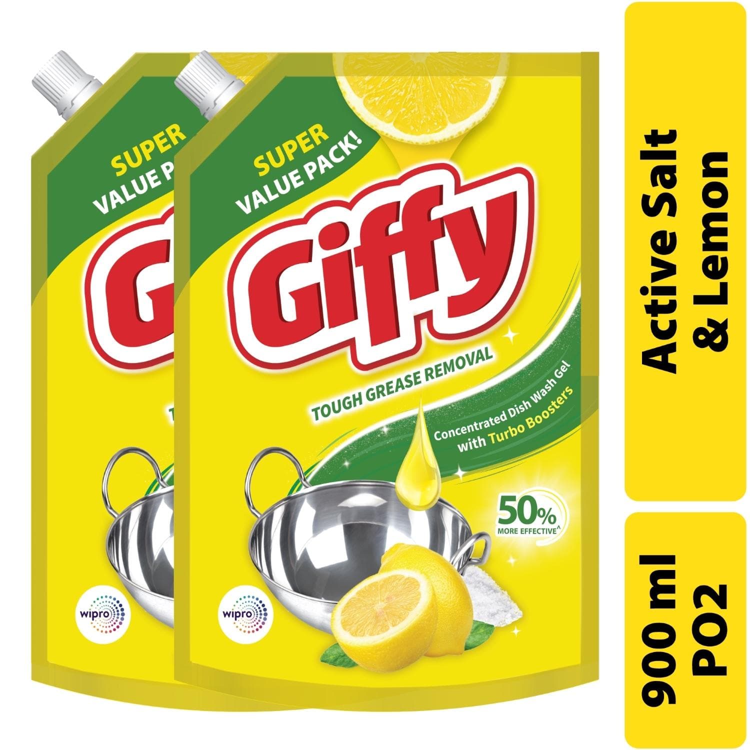 Giffy Lemon & Active Salt Concentrated Dishwash Gel Refill