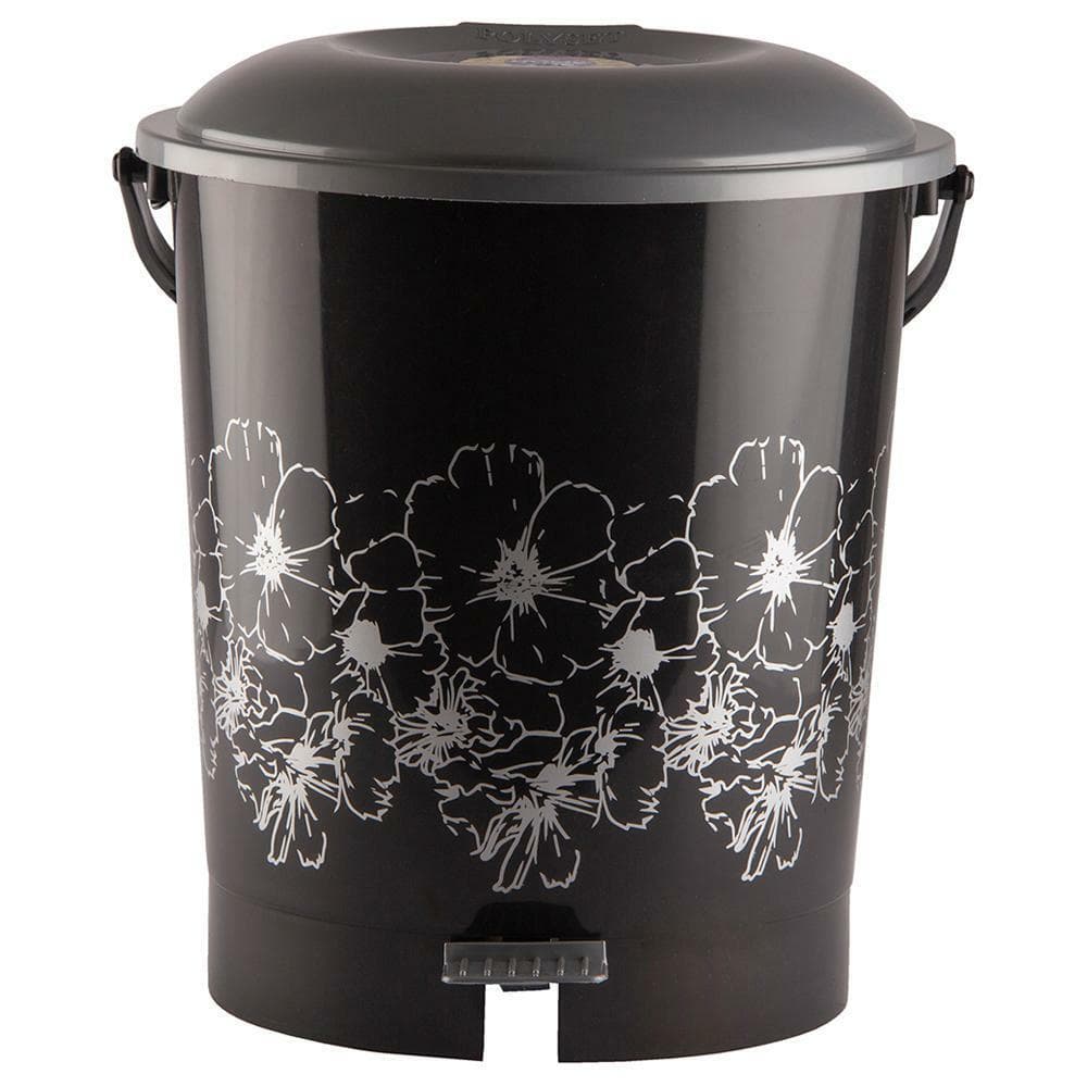 HomeOne Super Black Plastic Dustbin with Lid