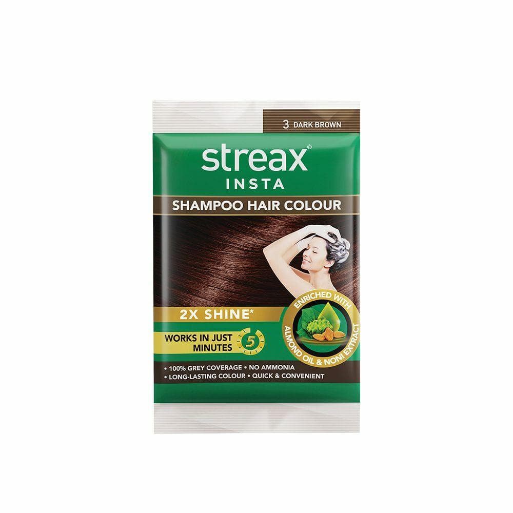 Streax Insta Shampoo Hair Colour for Women and Men Dark Brown