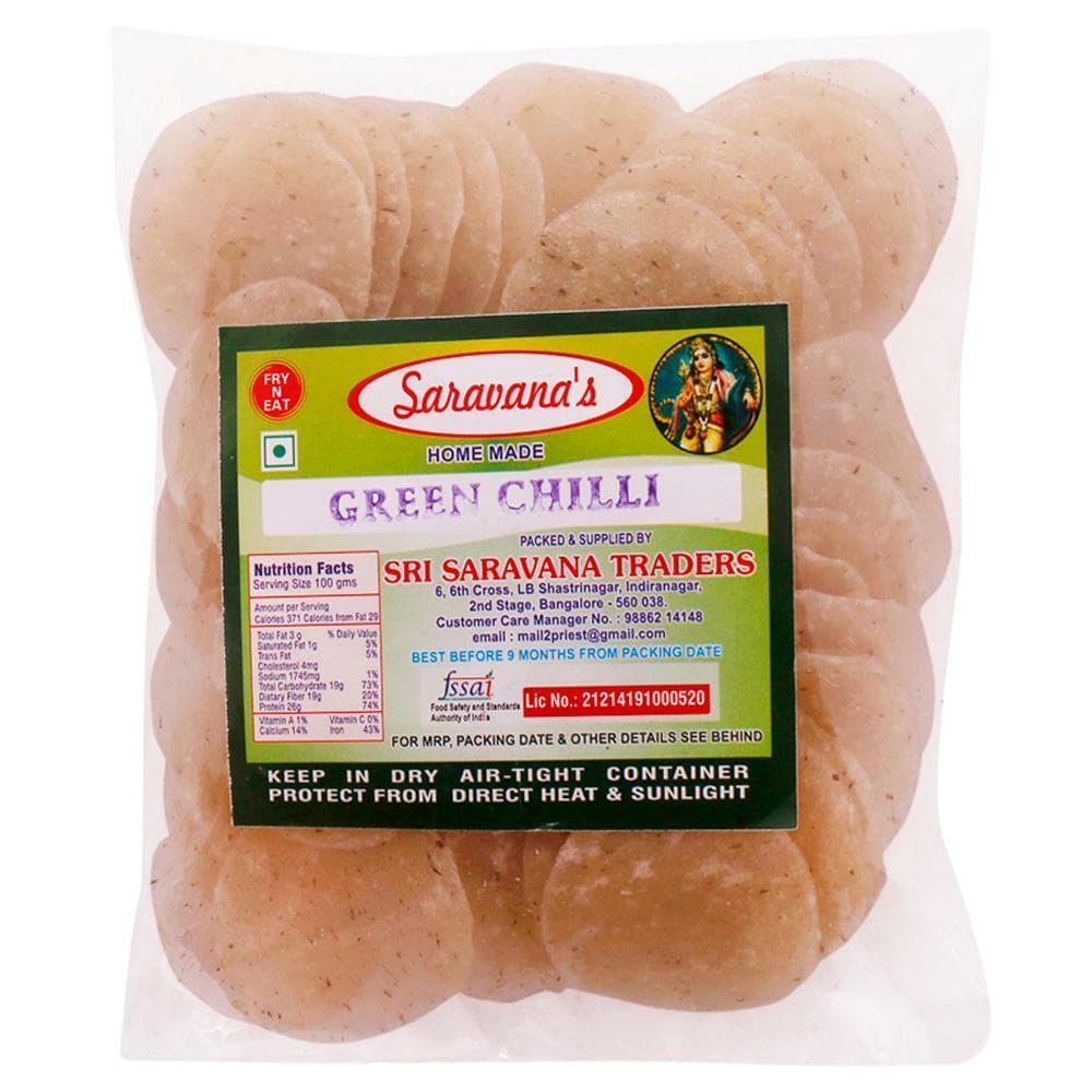 Saravana's Green Chilli Rice Papad