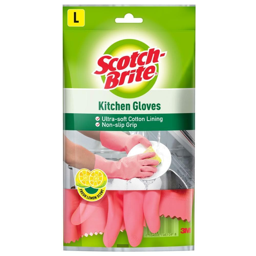 Scotch-Brite Fresh Lemon Scent Kitchen Gloves (L)