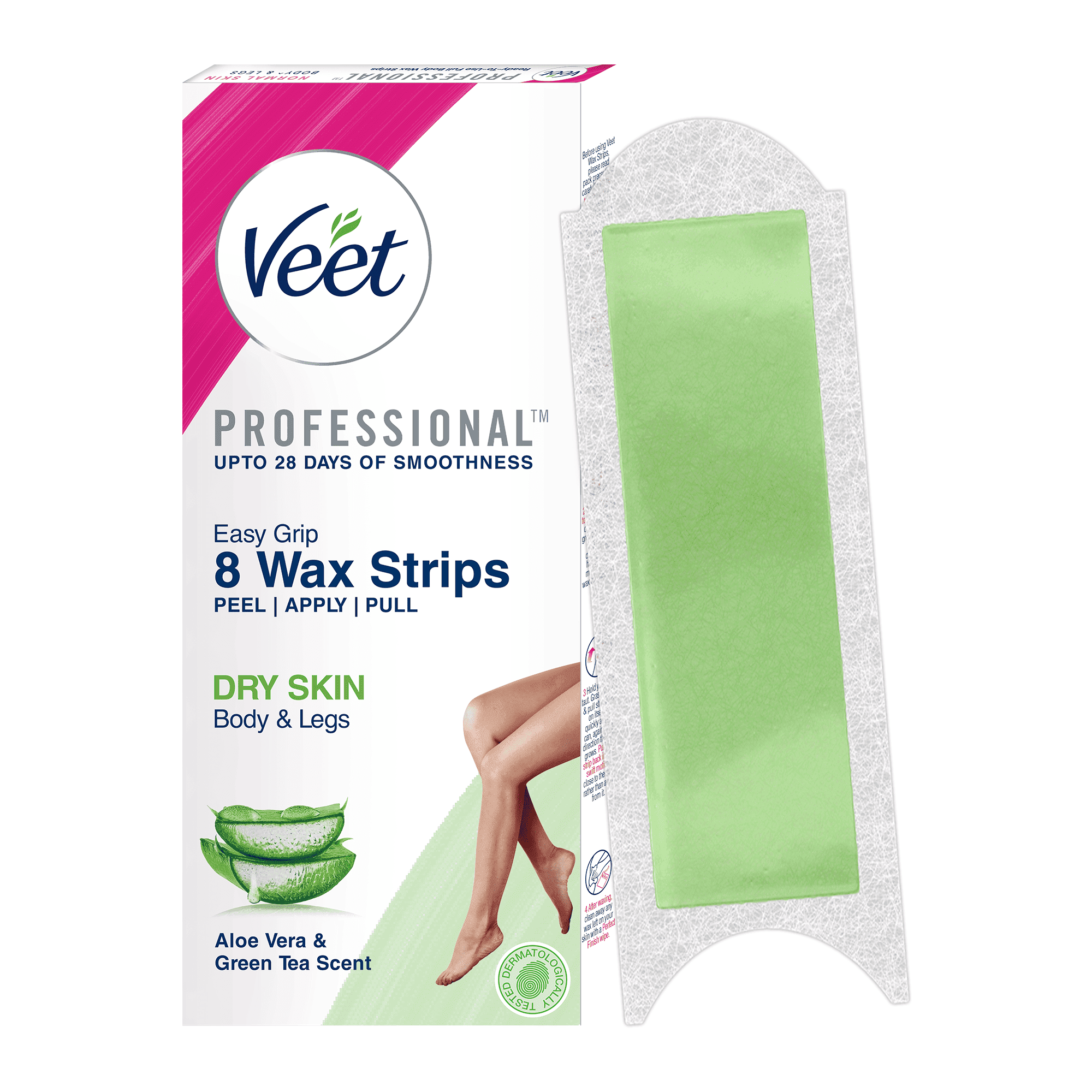 Veet Ready To Use Hair Removal Bodywax Kit Dry Skin 8 Wax Strips & 2 Wipes