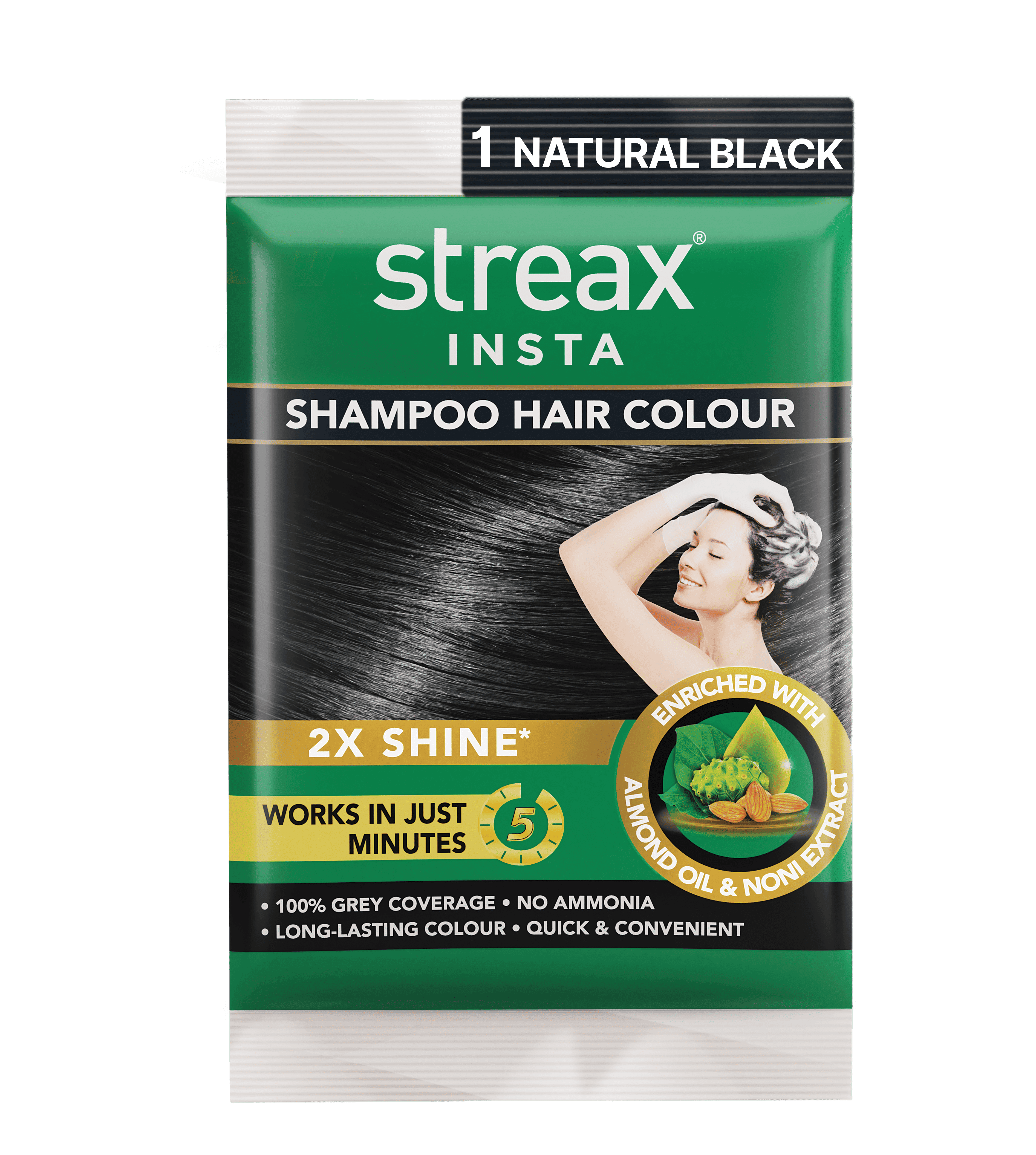 Streax Insta Shampoo Hair Colour Natural Black