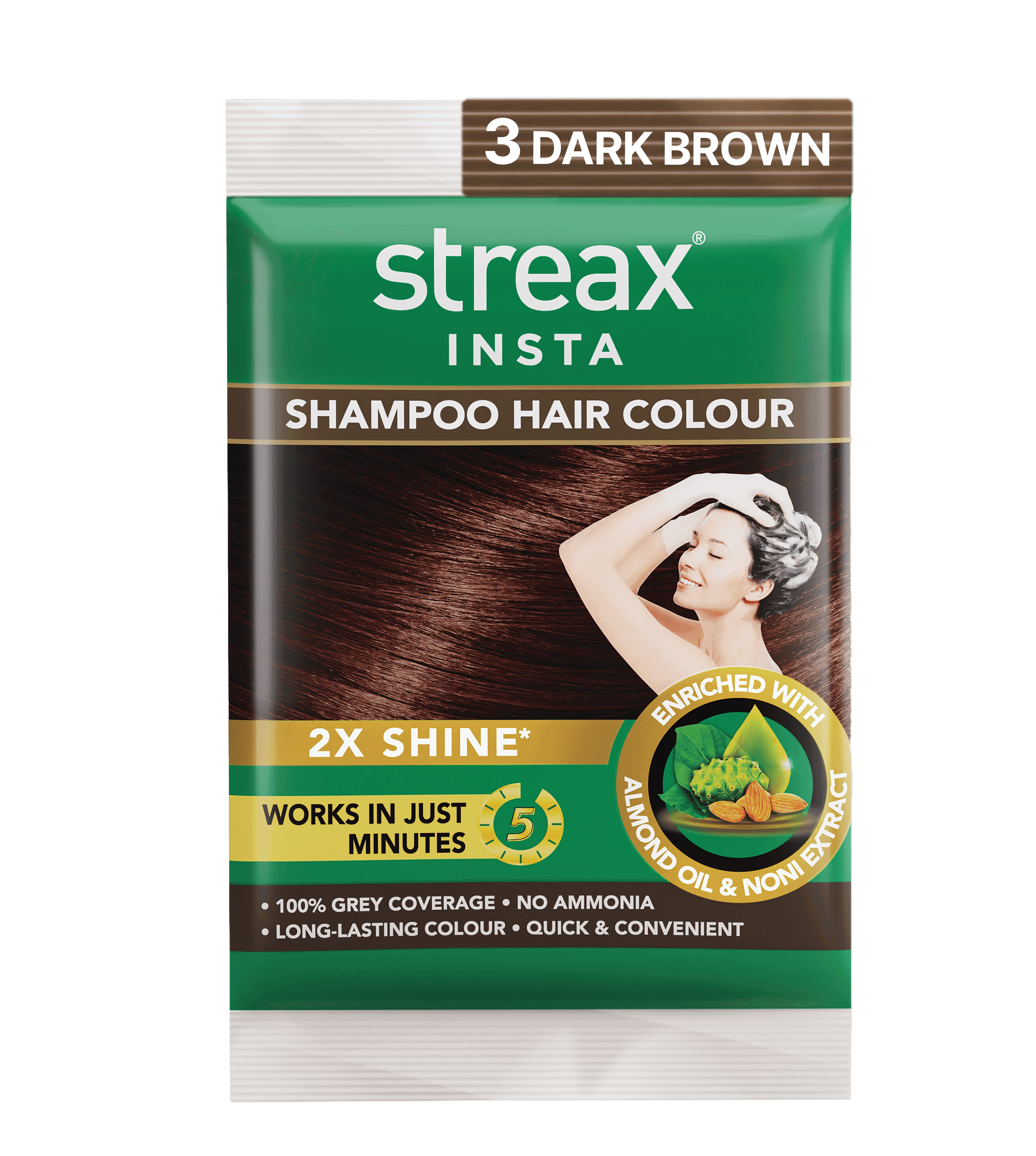 Streax Insta Hair Color Shampoo 3 Darkest Brown
